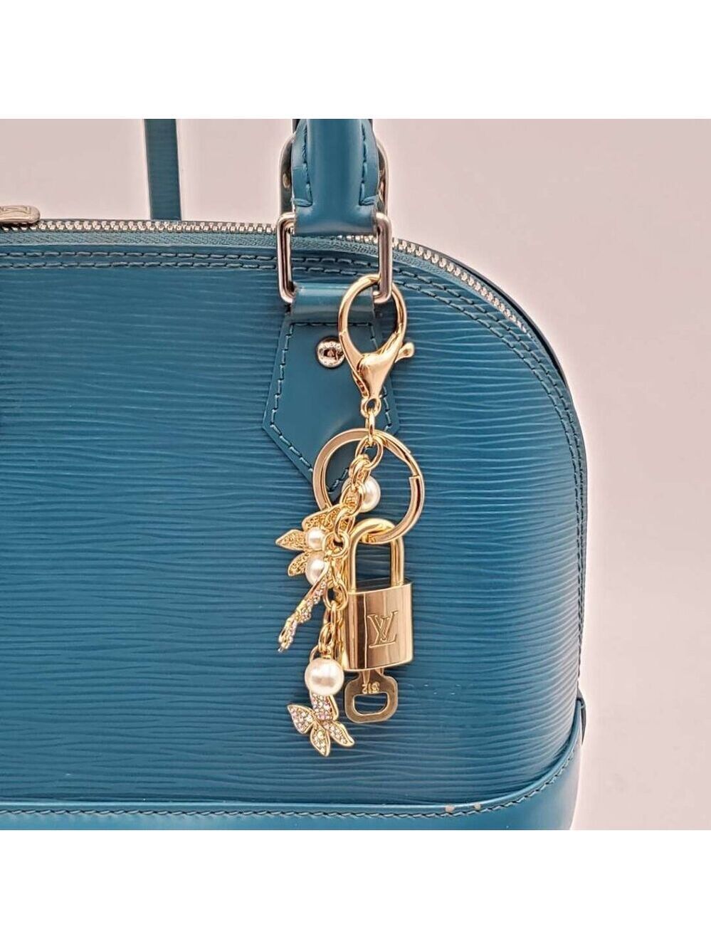 Authentic LV Gold Padlock & Key Set ✨ Luxury Bag Charm w/ Unbranded Keychain